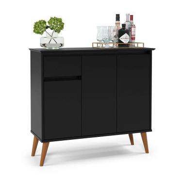 Imagem de Aparador Buffet Veneza 3 Portas 1 Gaveta 93cm Ej Móveis Preto