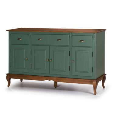 Imagem de Balcão Buffet 4 Portas 3 Gavetas 60805 Hannover Linz Móveis - Verde Musgo/Imbuia Glazer