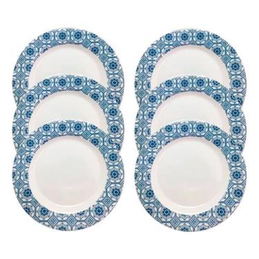 Imagem de Kit 06 Pratos Rasos Decorados Melamina 25cm - 1010COR - Sakes