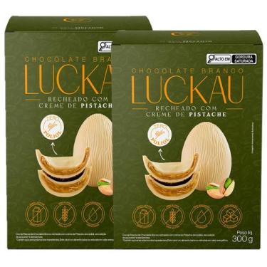 Imagem de 2x Ovo de Páscoa Chocolate Branco Com Creme de Pistache Luckau, Ovo de
