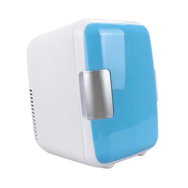 Imagem de WeiLaiKeQi Mini refrigerador de geladeira geladeira para bebidas automotivas Compartimento duplo 4 litros Cosméticos mais refrigeradores para caminhão em casa, Azul
