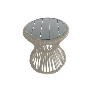 Imagem de Mesa de Centro Sol em Corda Náutica e Base em Alumínio Cinza 50cm Arei