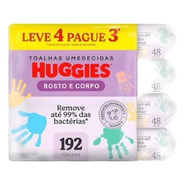 Imagem de Lenço Umedecido Huggies Rosto E Corpo Hipoalergênico Kit 4un