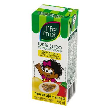 Imagem de SUCO MISTO DE MARACUJÁ E MAÇÃ SEM ADIÇÃO DE AÇÚCAR TURMA DA MÔNICA LIFE MIX CAIXA 200ML