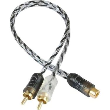 Imagem de Cabo Rca Y Injetado Azul Prata Transparente 4Mm 2 Machos 1 Femea Svart