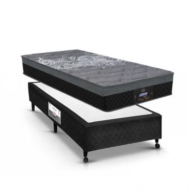 Imagem de Conjunto Gazin New York Preto Solteiro Box Castor Poli Preto 88x188x66cm