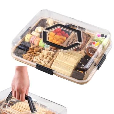 Imagem de Tábua de charcutaria com tampa e alça - Tábuas de charcutaria portáteis de viagem, travessa de charcutaria de bambu para cozinha, piqueniques, presente de aquecimento de casa, chá de panela (6