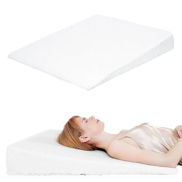 Imagem de VADSBO Travesseiro de cunha, travesseiros de cunha de cama para dormir, ronco, suporte para as costas, após cirurgia, travesseiro triangular de espuma, capa lavável removível (branco, 12,7 cm)