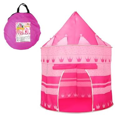 Imagem de Barraca Infantil Castelo Grande Dobrável | Cabana Princesa Rosa ou Príncipe Azul | 135x105cm | Com Bolsa de Transporte | Para Crianças a partir de 2 Anos (ROSA)
