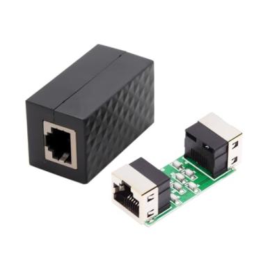 Imagem de CY Adaptador protetor contra sobretensão RJ45 UTP STP CAT6 CAT5e fêmea para fêmea extensor adaptador de rede LAN