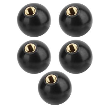 Imagem de M10 Ball Lever Knob, 5 Pcs Black Round Ball Engenharia Plastic Lever Knob Com M10 Female Thread Copper Nut, Peças de Reposição para Máquinas-ferramentas