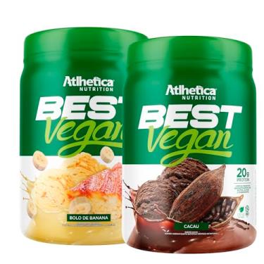 Imagem de Kit 2x Best Vegan 500g - Formula Blend Vegano - Proteina da Ervilha e Arroz Atlheticanutritioon (2x Potes 500g, Bolo de Banana/Cacau)