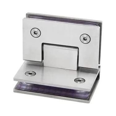 Imagem de Dobradiça de porta de escova de níquel de vidro sem moldura de aço inoxidável 90 graus de grampo de banheiro clipe de vidro dobrável para móveis de cozinha doméstica, dobradiça Ss-90sb