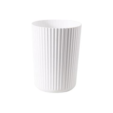 Imagem de Lixeira Lixeira de plástico redonda com cores coordenadas para sala de estar, quarto Lixeira para banheiro Preto Branco Lixeira(Branco,Grande)