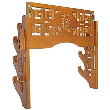 Imagem de JNQLLDS Suporte de espada suporte de parede para exibição de espadas de samurais, com padrão oco, para katanas e espadas padrão, espadas com gancho chinês