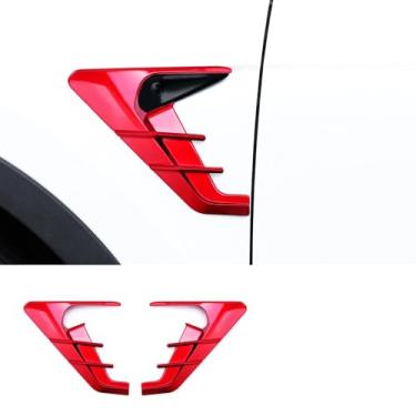 Imagem de YHCDSEA Para Tesla Model Y HW4.0 2025 2024 Capa de proteção indicadora de câmera lateral acessórios de decoração adequados para Tesla Model Y com HW4.0 (vermelho)