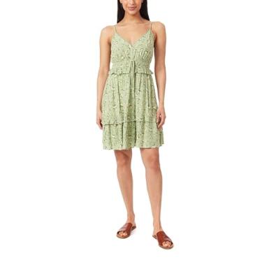 Imagem de WallFlower Vestido feminino Maxine Short Fit & Flare Rayon Gaze Ruffle, Floral verde, P