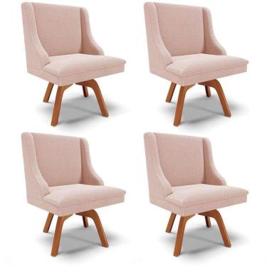 Imagem de Cadeira Sala De Jantar Giratória Mm35 Kit 4 Liz Bouclê Rosê D03 - D`rossi