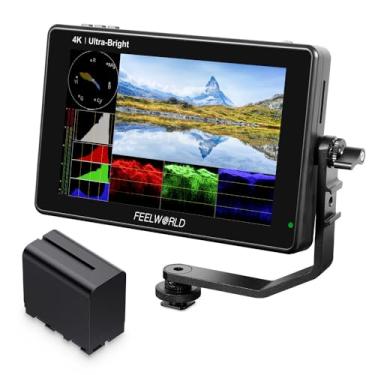 Imagem de FEELWORLD LUT7 7 polegadas Ultra Brilhante 2200nit Touchscreen Câmera DSLR Field Monitor com F970 6600mAh Bateria, com 3D Lut Waveform Sensor de Luz Automático 1920x1200 4K Entrada HDMI