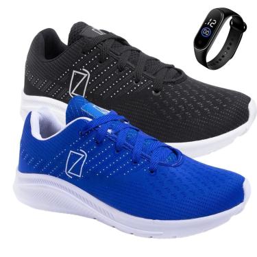 Imagem de Kit 2 Tênis para Caminhada Academia Leve Resistente + Relógio-Masculino