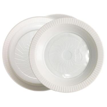 Imagem de Prato Fundo 26cm Copoplast Descartável Plástico Branco Resistente Mult