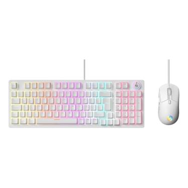 Imagem de Kit Teclado E Mouse Mecânico Gamer Rgb Led Switch Red Bk-08 (Branco)