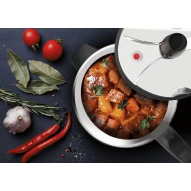 Imagem de Panela de Pressão 10L, Aço Polido, Fechamento Externo, 25cm Diâmetro, Cinza