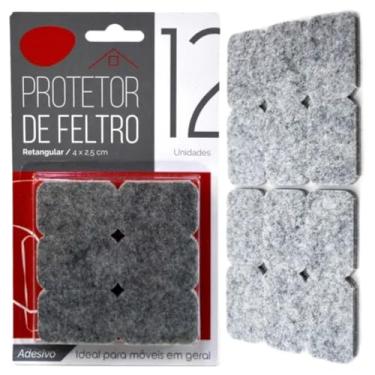 Imagem de 2 Kit de 12 Protetores de Feltro Retangular 4x2,5cm Autoadesivo Pé Moveis Cadeiras Resistente Piso Proteção Porta Anti deslizante - Total 24 Unidades