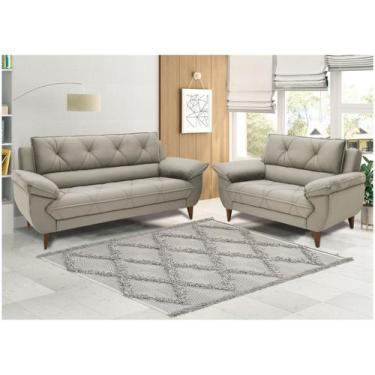 Imagem de Conjunto de Sofás 2 e 3 Lugares Malbec Linoforte, Bege, 3 e 2 lugares