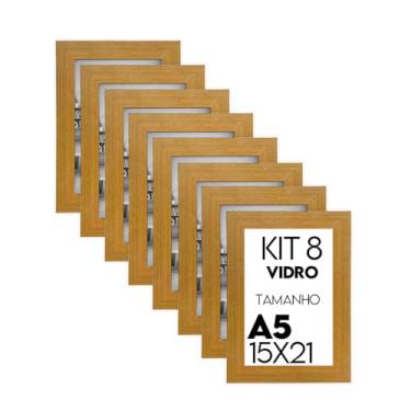 Imagem de Kit 8 Porta Retrato 15x21 Moldura Premium C/Vidro Comum (Natural)