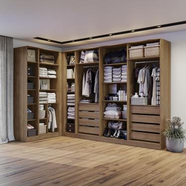 Imagem de Conjunto Closet Kappesberg Adapt Nogueira 4 Peças 337cm X 175cm