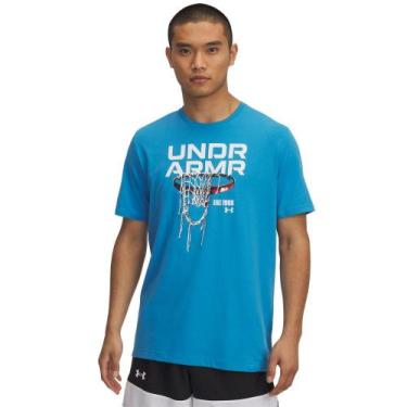 Imagem de Camiseta de Basquete Under Armour Hoops Net Masculina, Azul, P