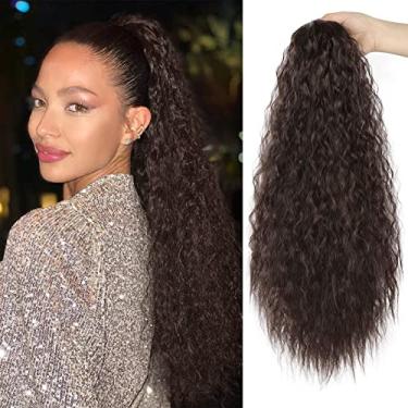 Imagem de AISI BEAUTY Extensão De Rabo Cavalo Ondulado E Cacheado 22" Com Cordão Sintético Para Mulheres, Apliques Cabelo Natural