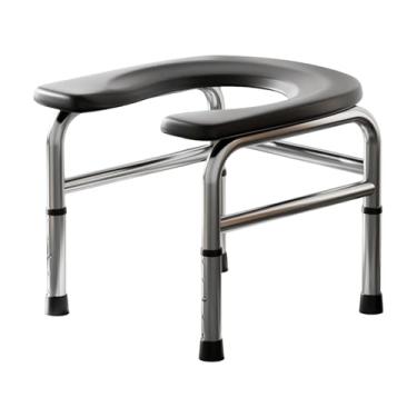 Imagem de Kokiya Assento sanitário para idosos, cadeira de cócoras, antiderrapante, espessada, com altura ajustável, assento sanitário para adultos, Preto
