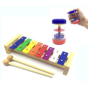 Imagem de KIT INFANTIL chocalho + Metalofone Xilofone 8 Notas MXP