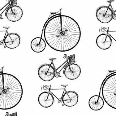 Imagem de Papel De Parede 10m Adesivo Bike Sala Preto E Branco