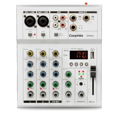 Imagem de Cooyinka Mixer De Dj, Áudio Para Pc, Placa Som Bluetooth 4 Canais Com Interface Usb, Alimentação Fantasma 48 V Integrada, Transmissão Ao Vivo, Podcasting/Branco