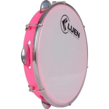 Imagem de Pandeiro 10&quot; Pele Leitosa Luen Visual na cor Rosa.