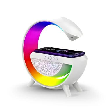 Imagem de Luminária Branca Rgb G Speaker Caixinha De Som Bluetooth