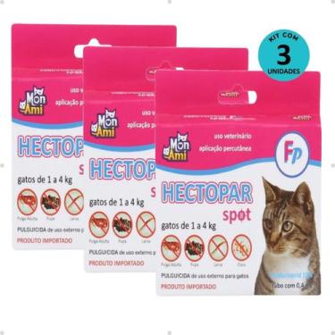 Imagem de Kit Antipulgas Hectopar Mon Ami 0,4ml - Gatos de 1 a 4kg C/ 3 unidades