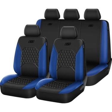 Imagem de Skechers Capas de assento de gel, capas de assento de carro refrescantes, conjuntos completos de capas de assento de couro, compatível com airbag, conforto automotivo, ajuste universal para SUVs, vans