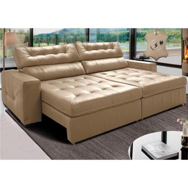 Imagem de Sofá de Couro Legítimo Retrátil Automático 3,15m Cama inBox Gran Vitaly. SoftGel D40
