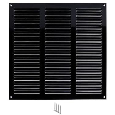 Imagem de TURvent Tampa de ventilação 10x10 (abertura do duto) - Grade de ar de retorno HVAC preta para parede e teto - Tampa de ventilação de metal AC com malha - Registro de ventilação retangular - Dimensões