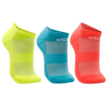 Imagem de Meia Olympikus Neon Cano Invisivel Amarelo/Azul/Laranja - 3 pares