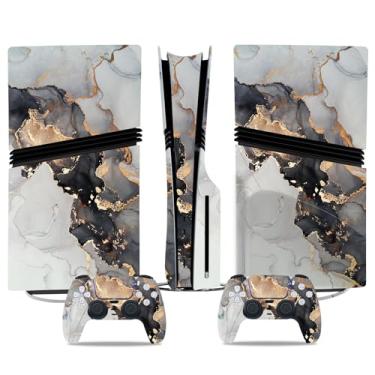 Imagem de Adesivo de película compatível com console de disco PS5 Pro, capa protetora de vinil para controle sem fio (cinza)