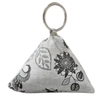 Imagem de Peso de Porta Triangular com Argola Metálica Tecido resistente à água Decorativo (Floral Cinza)