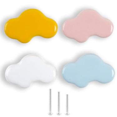 Imagem de OctinPris 6X puxadores coloridos bonitos de cerâmica brilhante em forma de nuvem adorável puxador de porta armário armário gaveta cerâmica armário cozinha cômoda crianças quarto puxadores puxadores de guarda-roupa