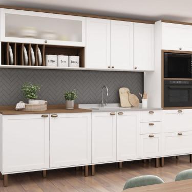 Imagem de Cozinha Completa 5 Peças 100% Mdf Iluminata Branco/Ébano