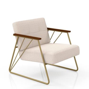 Imagem de Poltrona Estofada Columbia Estilo Industrial Dourado/bouclé Off - M.a