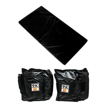 Imagem de Kit Colchonete Preto + Par de Caneleira Peso 9kgs - 1 Fit